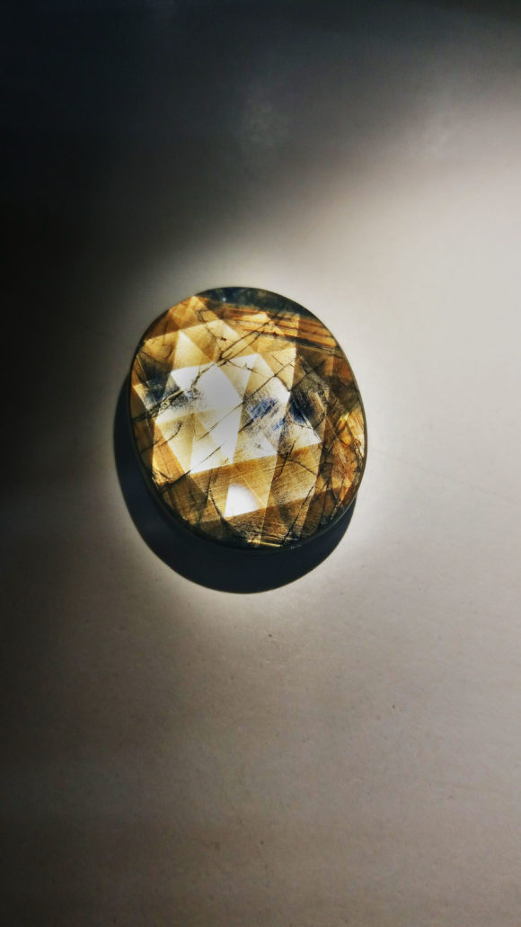 Rose cut , oval shape gold sheen sapphire